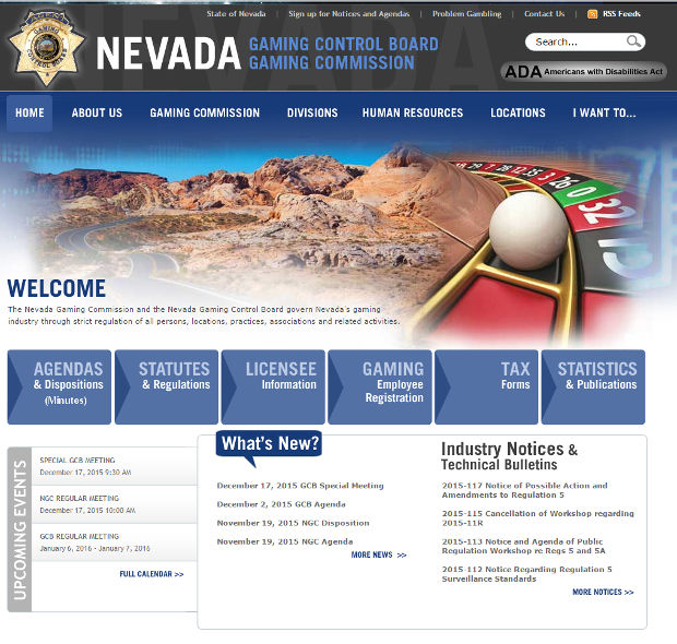 Nevada Gaming Control Board Homepage