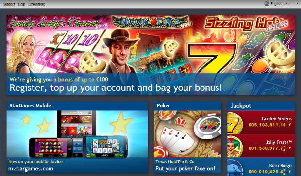 StarGames Casino Homepage