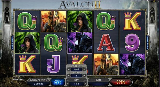 Game Screen of Avalon 2 Video Slots by Microgaming