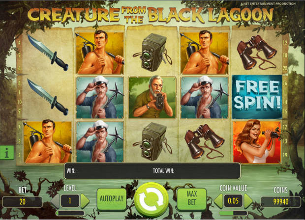 Creature from the Black lagoon Video Slots Game Screen