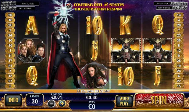 Thor The Mighty Avenger video slots, game screen