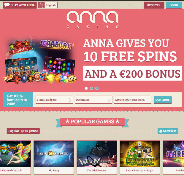 Anna Casino Homepage