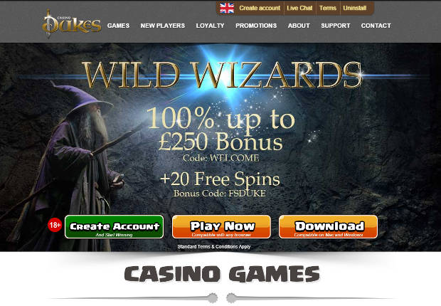 Casino Dukes Homepage