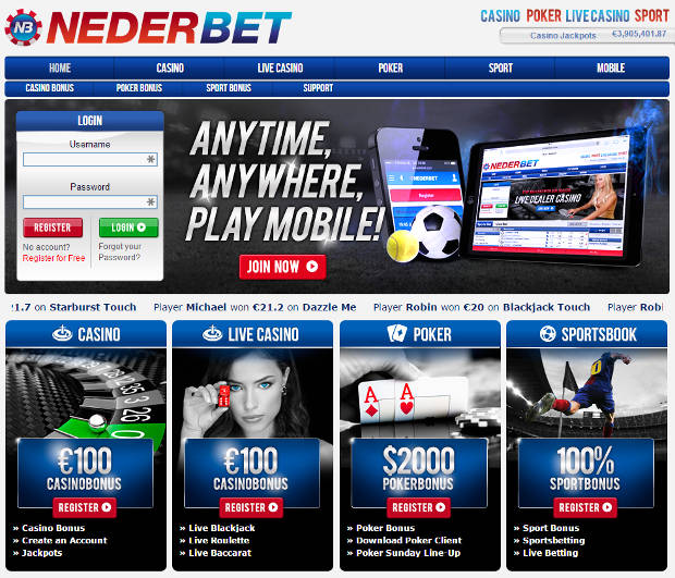 NederBet Casino Homepage