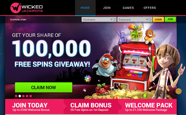 Wicked Jackpots Casino Homepage