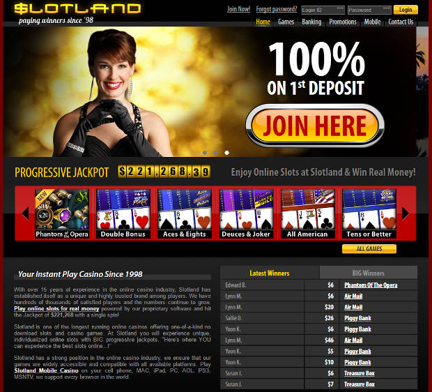 Slotland Casino Homepage
