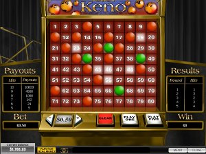 Keno game at Playtech internet casinos.