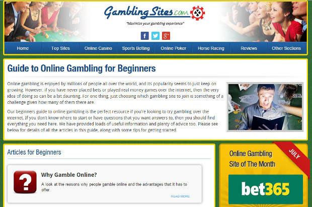 Gamblingsites.com, beignners guide to online gambling.