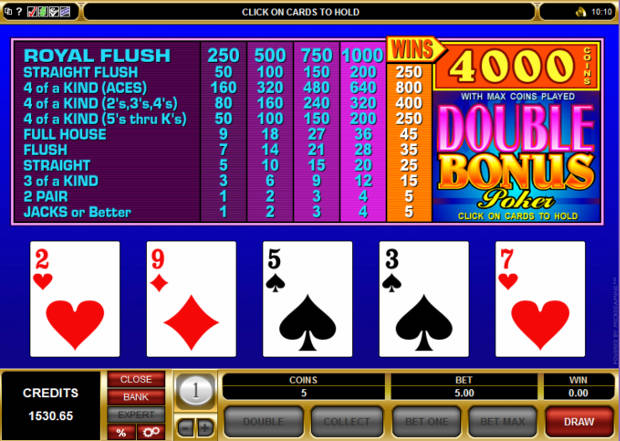 Double Bonus video poker